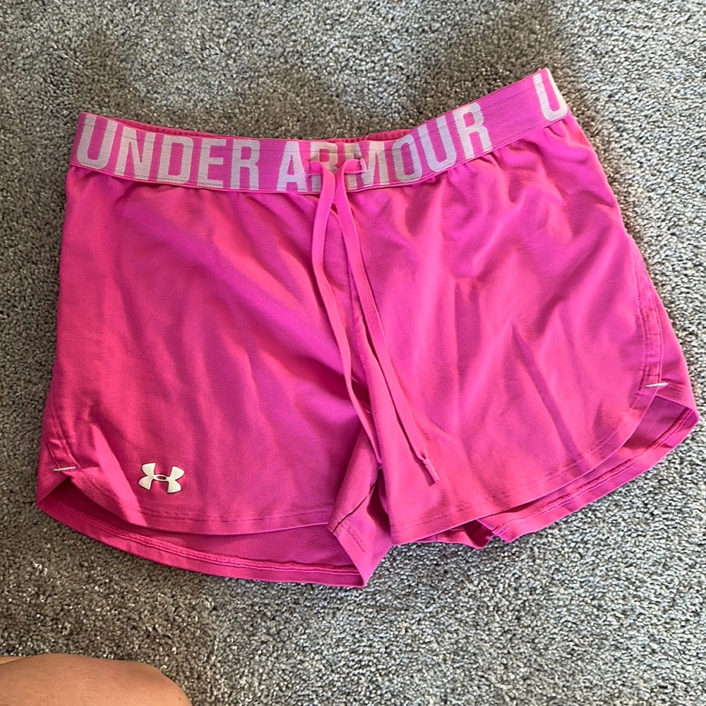 Hot pink under armour shorts